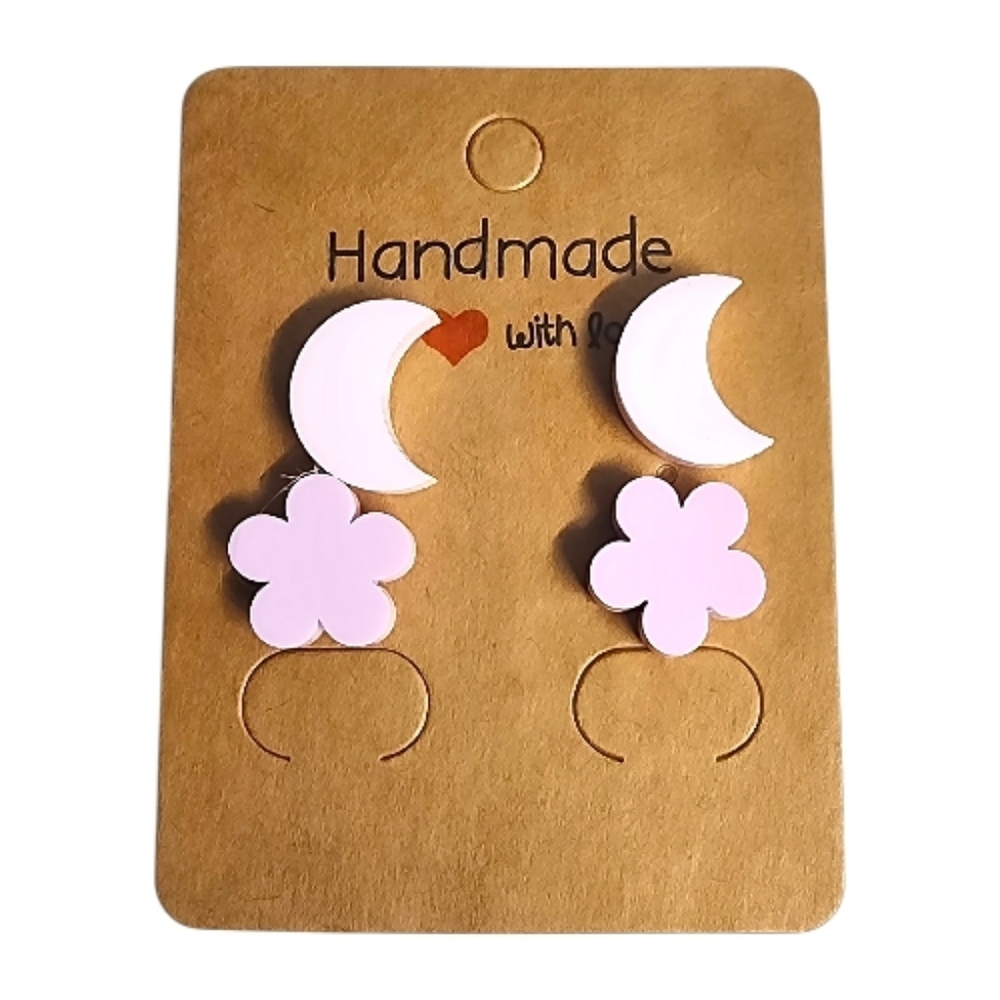 Pink Moonpetal Acrylic Stud Earrings – 2 Pair - Picture 1 of 1